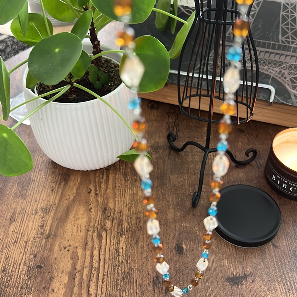 Beautiful Bohemian Style, Costume Jewellery Long Necklace Glass Beads